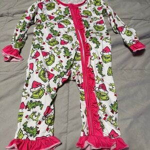 Pink and Green Grinch Kids One Piece